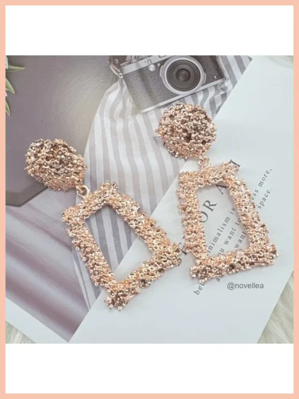 Matte Gold Trapezoid Dangle Earrings Textured Relief Geometric Statement Jewelry